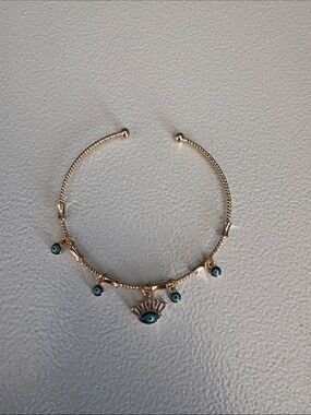 Gold-Tone Evil Eye Charm Bracelet - Blue Accents